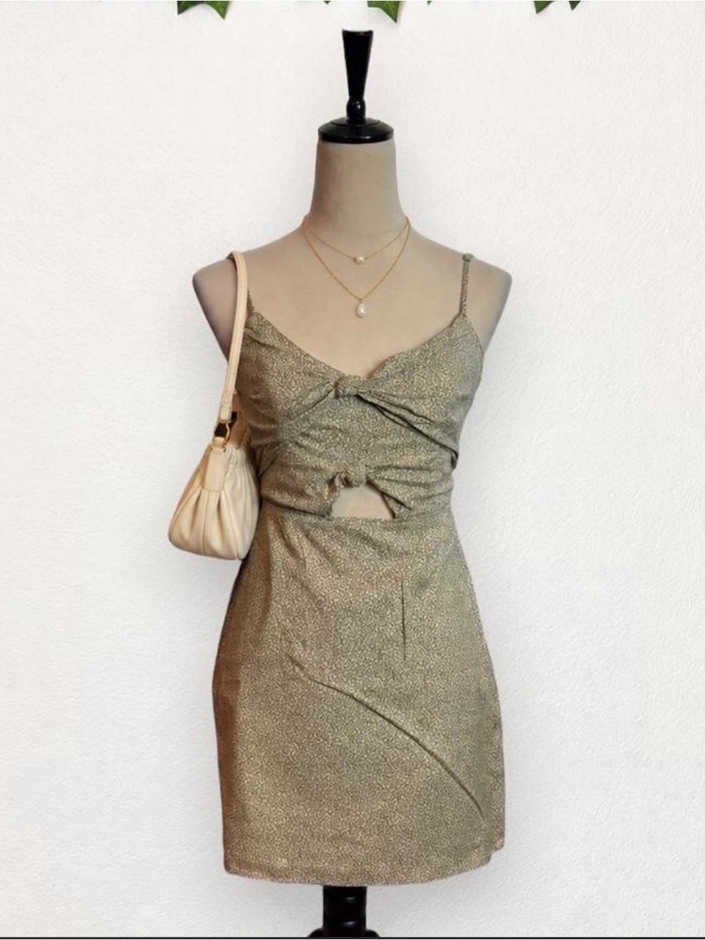 Abercrombie & Fitch Green Floral Twist Front Cutout Cotton Mini Dress S